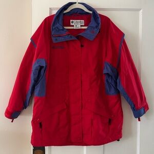 COLUMBIA Vintage Gizzmo Winter Coat Red/Blue Large